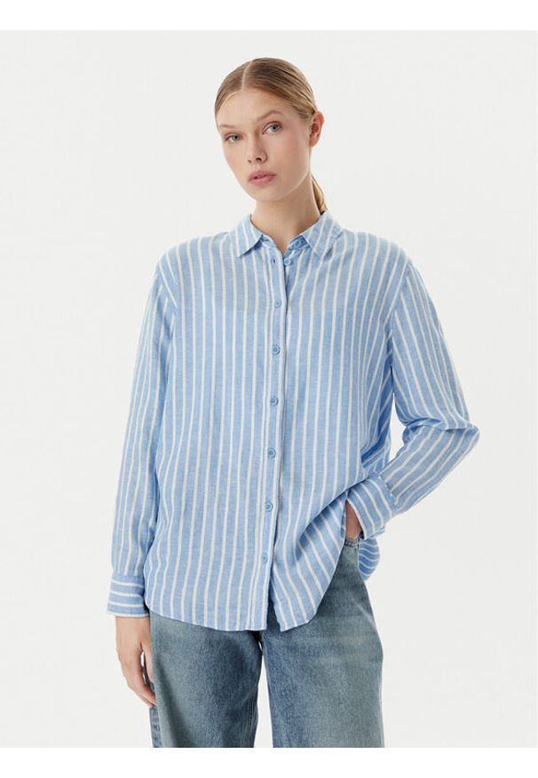 Vero Moda Koszula Linn 10305085 Niebieski Relaxed Fit. Kolor: niebieski. Materiał: len