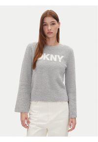 DKNY Sweter DJ4R0504 Szary Regular Fit. Kolor: szary. Materiał: syntetyk