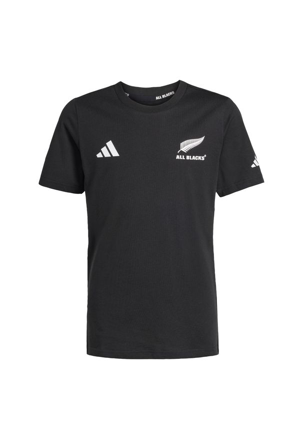 Adidas - Koszulka dziecięca All Blacks x Marvel. Kolor: czarny. Materiał: jersey. Wzór: motyw z bajki. Sport: piłka nożna