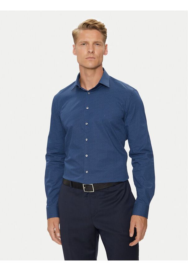 Calvin Klein Koszula K10K114023 Niebieski Slim Fit. Kolor: niebieski. Materiał: bawełna