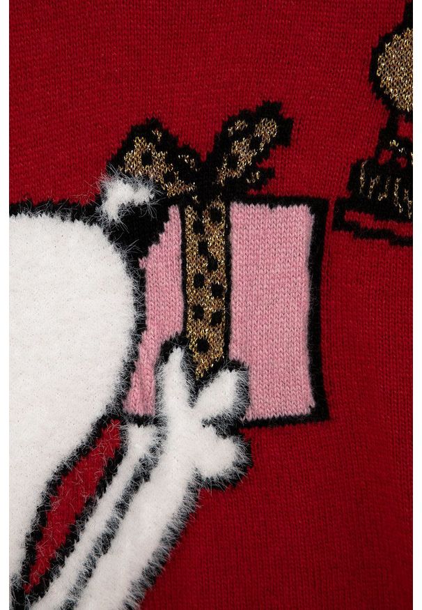 United Colors of Benetton Sweter dziecięcy kolor czerwony. Okazja: na co dzień. Kolor: czerwony. Materiał: dzianina. Styl: casual