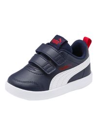 Puma - Dziecięce/Młodzieżowe Zamszowe Buty Sportowe Courtflex V2. Kolor: niebieski. Materiał: zamsz. Sport: turystyka piesza