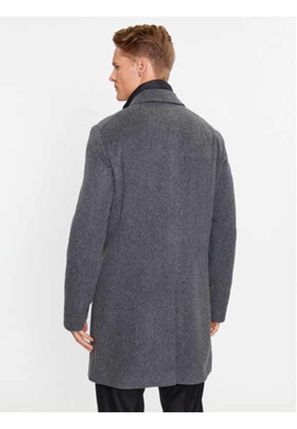 BOSS - Boss Płaszcz wełniany H-Hyde-Bib-234 50502250 Szary Slim Fit. Kolor: szary. Materiał: wełna