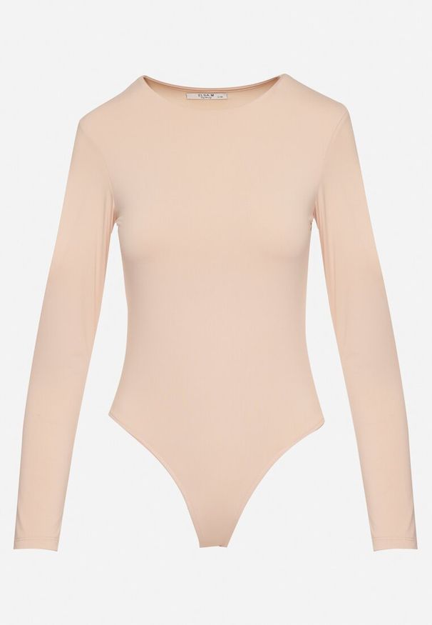 Born2be - Beżowe Body w Klasycznym Stylu Ralfia. Okazja: na co dzień. Kolor: beżowy. Materiał: jeans. Styl: klasyczny