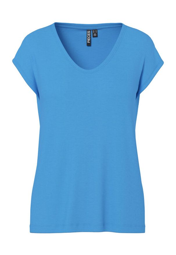 Pieces T-Shirt Billo 17078732 Niebieski Loose Fit. Kolor: niebieski. Materiał: wiskoza