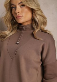 Renee - Brązowa Ocieplana Bluza Bawełniana z Półgolfem Heraia. Kolor: brązowy. Materiał: bawełna #4