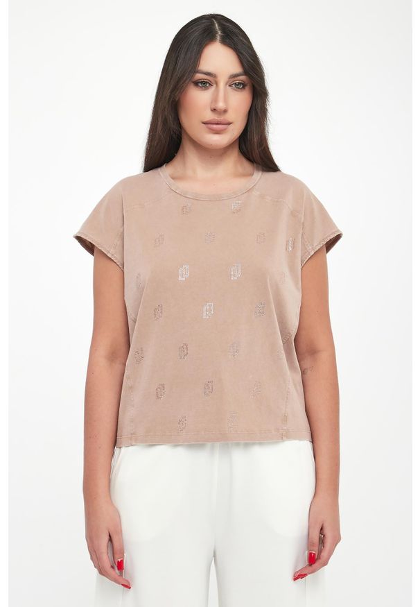 Liu Jo - T-shirt damski z cyrkoniami LIU JO