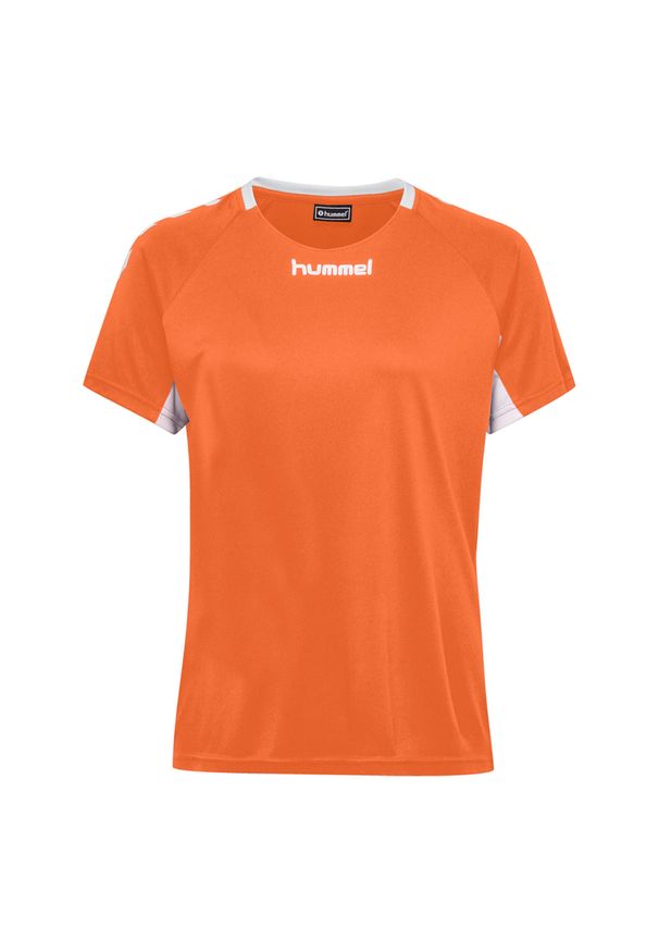 Koszulka sportowa z krótkim rękawem damska Hummel Core Team Jersey Woman S/S. Kolor: wielokolorowy, pomarańczowy, czarny, żółty. Materiał: jersey. Długość rękawa: krótki rękaw. Długość: krótkie