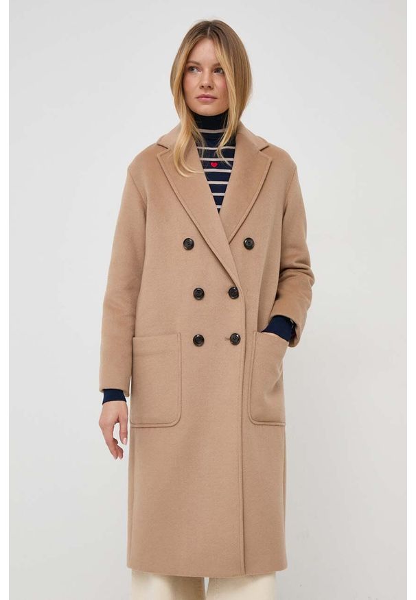 MAX&Co. płaszcz z domieszką wełny kolor brązowy przejściowy oversize. Kolor: brązowy. Materiał: wełna. Styl: klasyczny