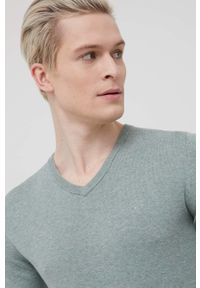 Tom Tailor sweter bawełniany męski kolor turkusowy. Kolor: turkusowy. Materiał: bawełna. Długość rękawa: długi rękaw. Długość: długie