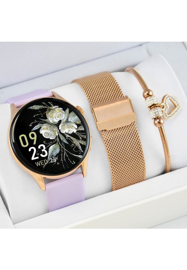 Gravity - Zestaw damski zegarek SMARTWATCH GRAVITY GT11-7 RGD/RGD/PR + bransoletka. Rodzaj zegarka: smartwatch