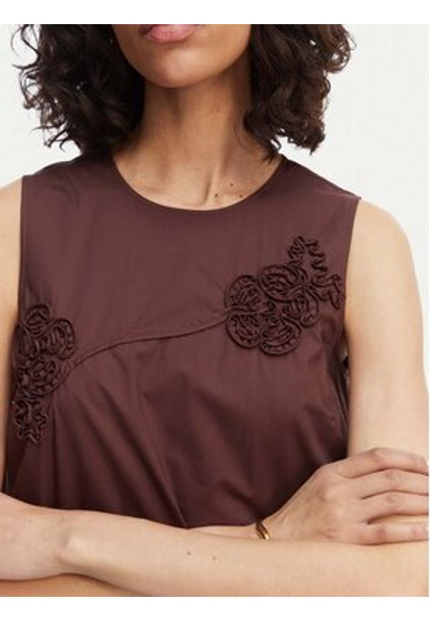 Marella Sukienka codzienna Barca 2613221302 Brązowy Regular Fit. Okazja: na co dzień. Kolor: brązowy. Materiał: bawełna. Typ sukienki: proste. Styl: casual