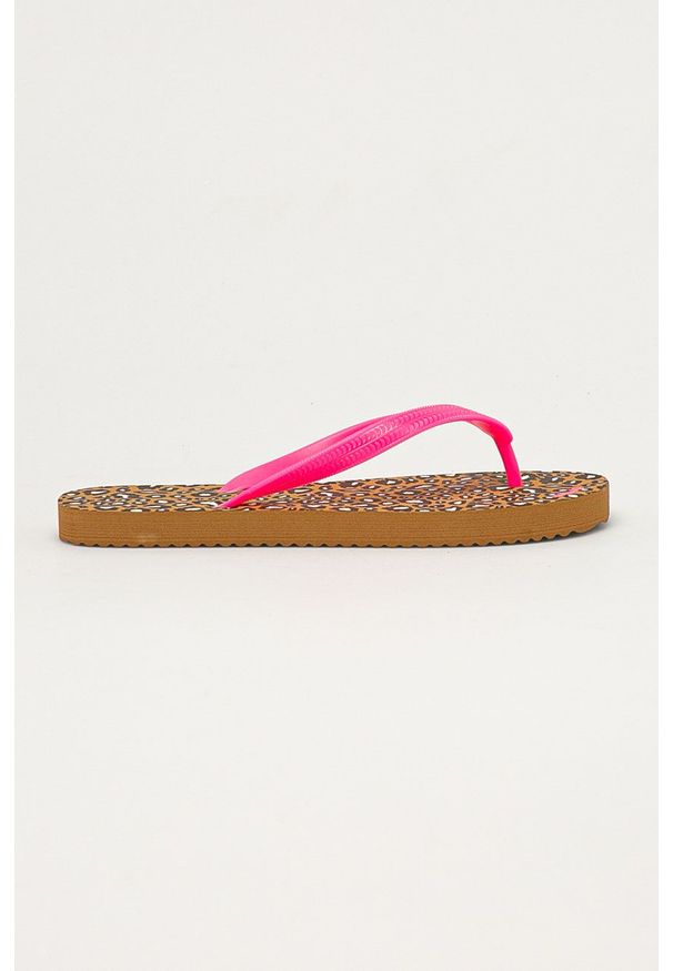 Flip*Flop Japonki damskie kolor brązowy. Kolor: brązowy. Materiał: materiał. Obcas: na obcasie. Wysokość obcasa: niski