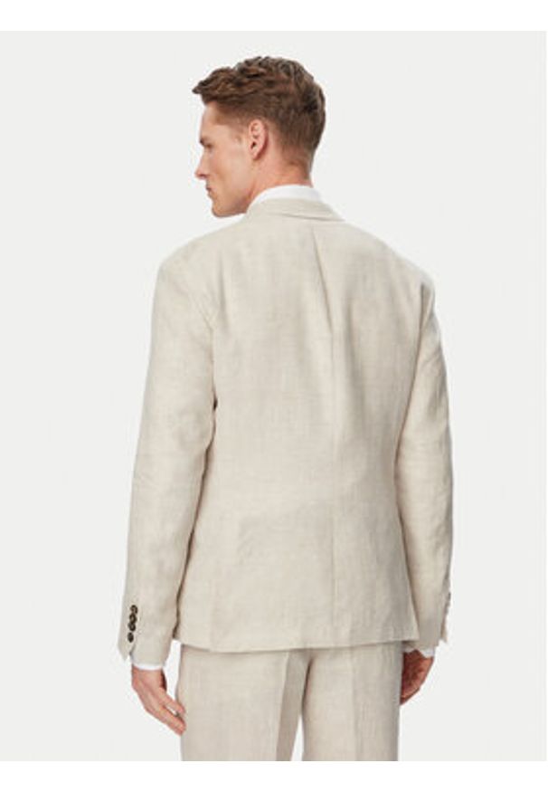 JOOP! Marynarka Hoverest 30102592 Beżowy jasny Slim Fit. Kolor: beżowy. Materiał: len