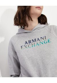 Armani Exchange - ARMANI EXCHANGE - Bawełniana bluza z kapturem. Typ kołnierza: kaptur. Kolor: szary. Materiał: bawełna. Styl: młodzieżowy #4