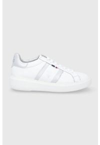 U.S. Polo Assn. Buty skórzane kolor biały na płaskiej podeszwie. Nosek buta: okrągły. Zapięcie: sznurówki. Kolor: biały. Materiał: skóra. Obcas: na płaskiej podeszwie #1
