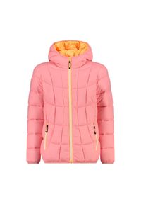 Kurtka z kapturem dla dziewczynki CMP. Typ kołnierza: kaptur. Kolor: różowy. Materiał: softshell, puch. Sport: turystyka piesza #1