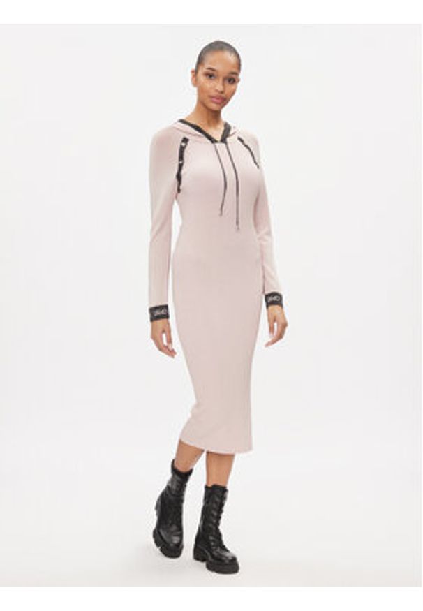 Liu Jo Sport Sukienka dzianinowa TA4012 MS014 Różowy Regular Fit. Kolor: różowy. Materiał: wiskoza. Typ sukienki: sportowe. Styl: sportowy