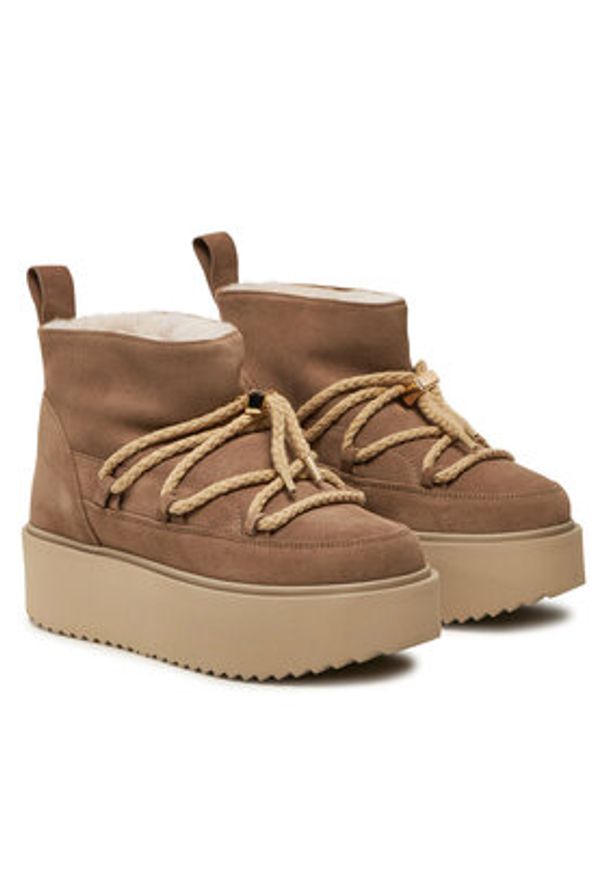 Inuikii Śniegowce Classic Low Platform 75204-004 Beżowy. Kolor: beżowy. Materiał: zamsz, skóra. Obcas: na platformie