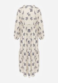 Born2be - Jasnobeżowa Rozkloszowana Sukienka z Wiskozy z Dekoltem na Guziki Watesa. Okazja: na co dzień. Kolor: beżowy. Materiał: wiskoza. Typ sukienki: rozkloszowane, proste. Styl: boho, casual #7