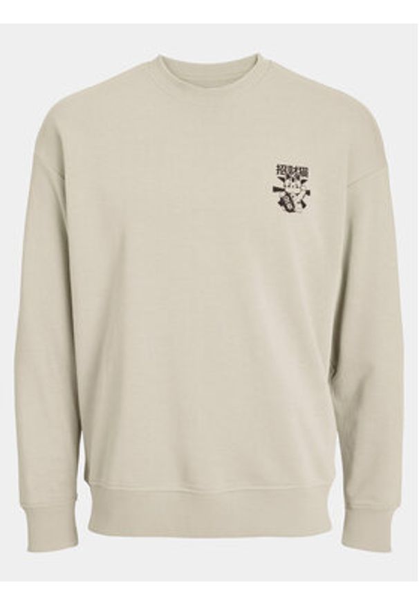 Jack & Jones Bluza Dirk 12249455 Beżowy Wide Fit. Kolor: beżowy. Materiał: syntetyk, bawełna