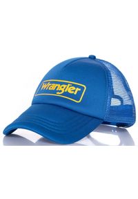 Wrangler - DAMSKA CZAPKA WRANGLER BY KABEL CAP NAUTICAL BLUE W0M2591V2. Wzór: napisy. Styl: klasyczny