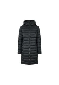 Damska długa kurtka z kapturem Pepe Jeans Ammy. Typ kołnierza: kaptur. Kolor: czarny. Materiał: puch. Długość: długie. Styl: elegancki #1