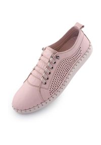 ENELL - Damskie skórzane sneakersy Nell: Elegancja i komfort. Kolor: fioletowy. Materiał: skóra