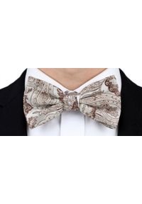 Mucha Męska z Poszetką - Chattier - Jasne Odcienie Beżu w Orientalny Wzór. Kolor: wielokolorowy, brązowy, beżowy. Styl: elegancki, sportowy #3
