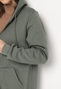 Born2be - Zielona Rozpinana Bluza z Bawełną i Kapturem Typu Oversize Diosa. Okazja: na co dzień. Kolor: zielony. Materiał: bawełna. Sezon: jesień, wiosna. Styl: casual, klasyczny #3