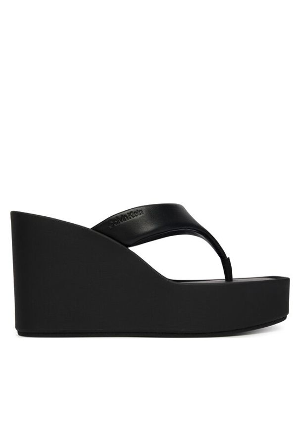 Calvin Klein Japonki Wedge 70 Sndl Thong Lth HW0HW02880 Czarny. Kolor: czarny. Materiał: skóra