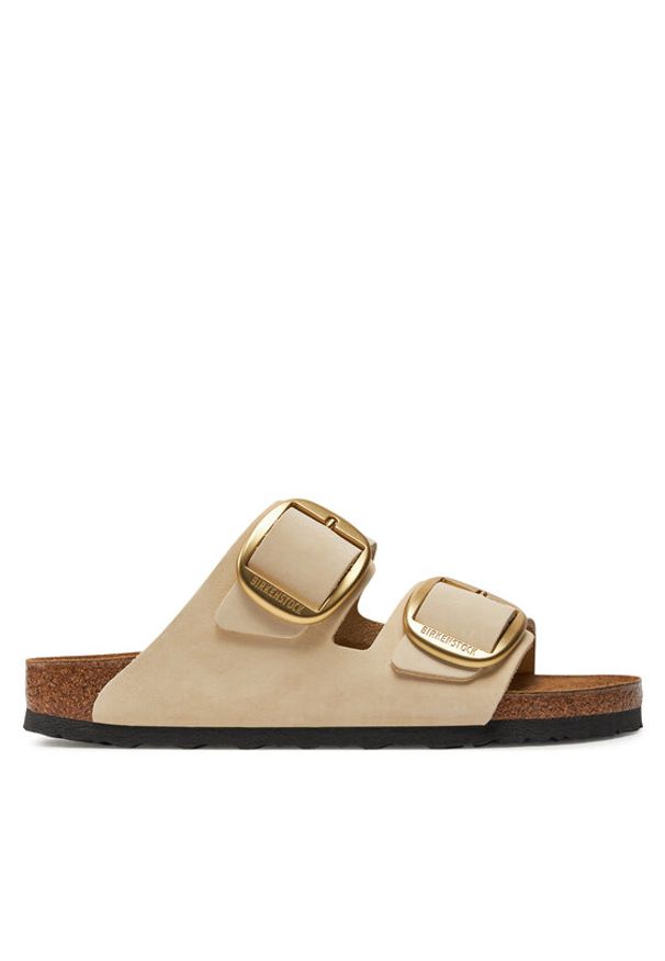 Birkenstock Klapki Arizona 1026585 Beżowy. Kolor: beżowy. Materiał: skóra, nubuk