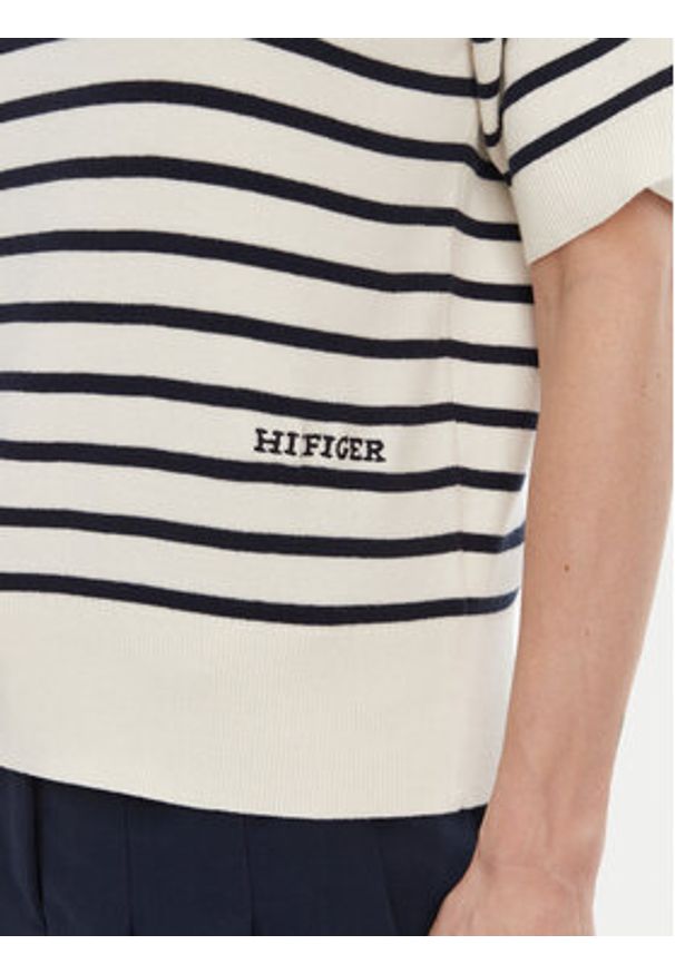 TOMMY HILFIGER - Tommy Hilfiger Sweter WW0WW45400 Beżowy Regular Fit. Kolor: beżowy. Materiał: bawełna