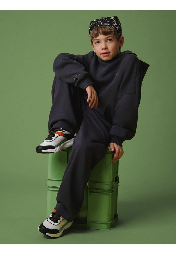 4f - 4F Spodnie dresowe chłopięce - szare 158/164 (12-14 lat). Okazja: na co dzień. Kolor: szary. Materiał: dresówka. Sezon: lato. Styl: casual, sportowy