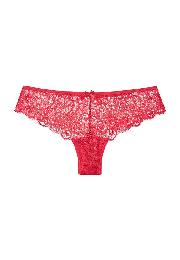 Intica - Stringi ażurowe biodrówki z delikatnego materiału Jame. Kolor: czerwony. Materiał: materiał. Wzór: ażurowy