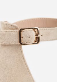 Renee - Beżowe Czółenka na Słupku Vices ze Skórzaną Wkładką i Paskiem przy Kostce Nurilora. Zapięcie: pasek. Kolor: beżowy. Materiał: skóra. Obcas: na słupku. Styl: elegancki. Wysokość obcasa: średni #6