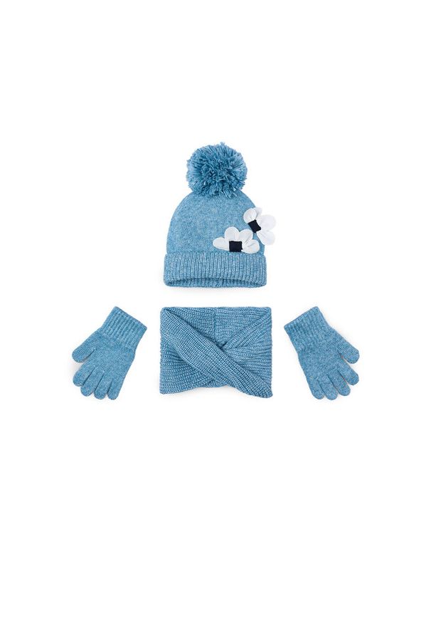 Komplet czapka, komin i rękawiczki Mayoral. Kolor: niebieski