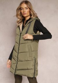 Renee - Zielona Dwustronna Kamizelka Pikowana Miames. Okazja: na co dzień. Kolor: zielony. Materiał: jeans. Wzór: gładki. Styl: sportowy, casual