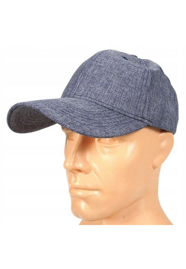 Granatowa Melanżowa Letnia Męska Czapka z Daszkiem -Pako Jeans- Bejsbolówka, Regulowana Paskiem. Kolor: niebieski. Materiał: poliester. Wzór: melanż. Sezon: lato