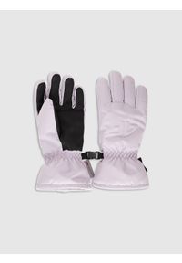 4f - 4F Rękawiczki narciarskie Thinsulate dziecięce - fioletowe M. Kolor: fioletowy. Materiał: materiał. Technologia: Thinsulate. Wzór: paski. Sezon: zima. Sport: narciarstwo #1