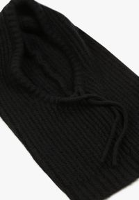 Born2be - Czarna Czapka Kominiarka z Wełną o Kroju Kaptura z Kominem Linezra. Kolor: czarny. Materiał: wełna. Styl: casual, elegancki #5