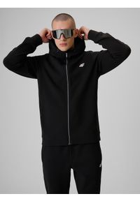 4f - 4F Bluza dresowa regular z kapturem męska - czarna XL. Okazja: na co dzień. Typ kołnierza: kaptur. Kolor: czarny. Materiał: dresówka. Styl: sportowy, casual #1