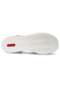 Sandały damskie Rieker, cholewka ze skóry ekologicznej z ażurowym wzorem elastyczne paski płaska podeszwa, czarne, V0646-00. Okazja: na co dzień. Zapięcie: pasek. Kolor: czarny. Materiał: skóra ekologiczna. Wzór: ażurowy, paski. Sezon: lato. Obcas: na płaskiej podeszwie. Styl: casual, klasyczny, elegancki #3