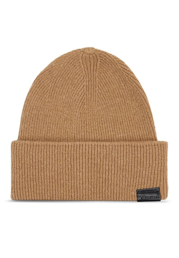 Calvin Klein Czapka Leather Patch Docker Beanie K50K510978 Zielony. Kolor: zielony. Materiał: wełna