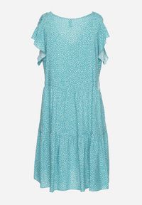 Born2be - Zielona Bawełniana Sukienka o Rozkloszowanym Kroju w Kropki Giavina. Okazja: na co dzień. Kolor: zielony. Materiał: bawełna. Wzór: kropki. Typ sukienki: sportowe, rozkloszowane. Styl: casual, sportowy #4