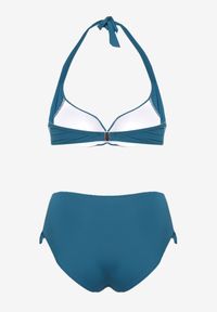 Born2be - Ciemnozielone Dwuczęściowy Komplet Bikini Biustonosz Wiązany z Tyłu Majtki ze Ściągaczami Marisola. Kolekcja: plus size. Kolor: zielony. Wzór: aplikacja #3