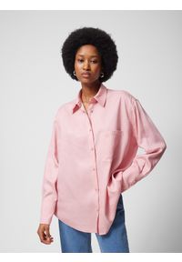 outhorn - Koszula oversize z lyocellu damska Outhorn - różowa. Kolor: różowy. Materiał: włókno, satyna, tkanina, materiał. Sezon: lato #2