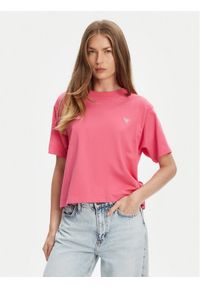 Guess Jeans T-Shirt W4YI05 K8HM0 Różowy Boxy Fit. Kolor: różowy. Materiał: bawełna #1
