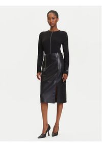 Karl Lagerfeld - KARL LAGERFELD Bluzka A3W17007 Czarny Slim Fit. Typ kołnierza: dekolt w karo. Kolor: czarny. Materiał: wiskoza #3