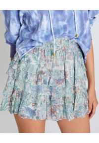 LOVE SHACK FANCY - Niebieska spódnica Benicia. Kolor: niebieski. Wzór: nadruk, kwiaty, aplikacja. Sezon: lato, jesień. Styl: vintage